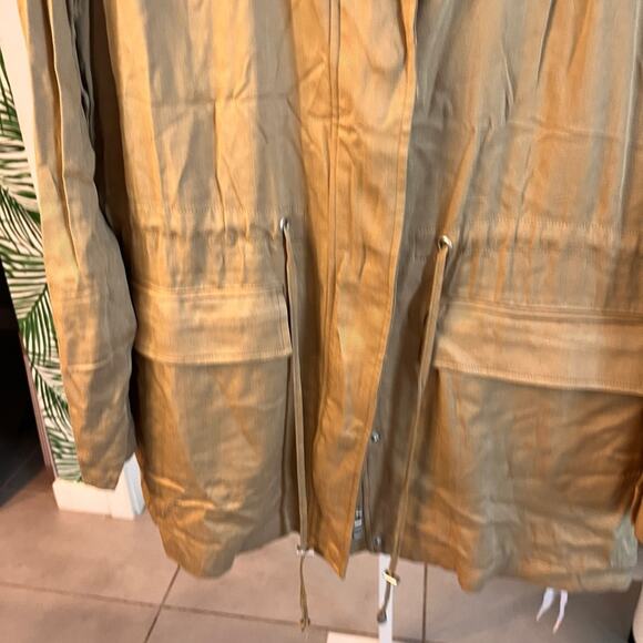 NWT Avec Les Filles Hooded Lyocell Utility Anorak Lemongrass Large $180 - Picture 3 of 10
